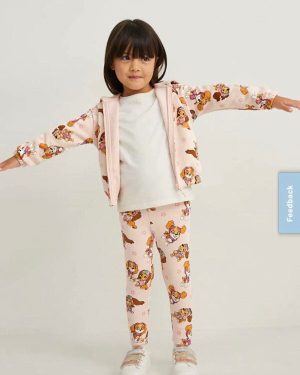بجامة بناتي وردية بطبعات كرتونية